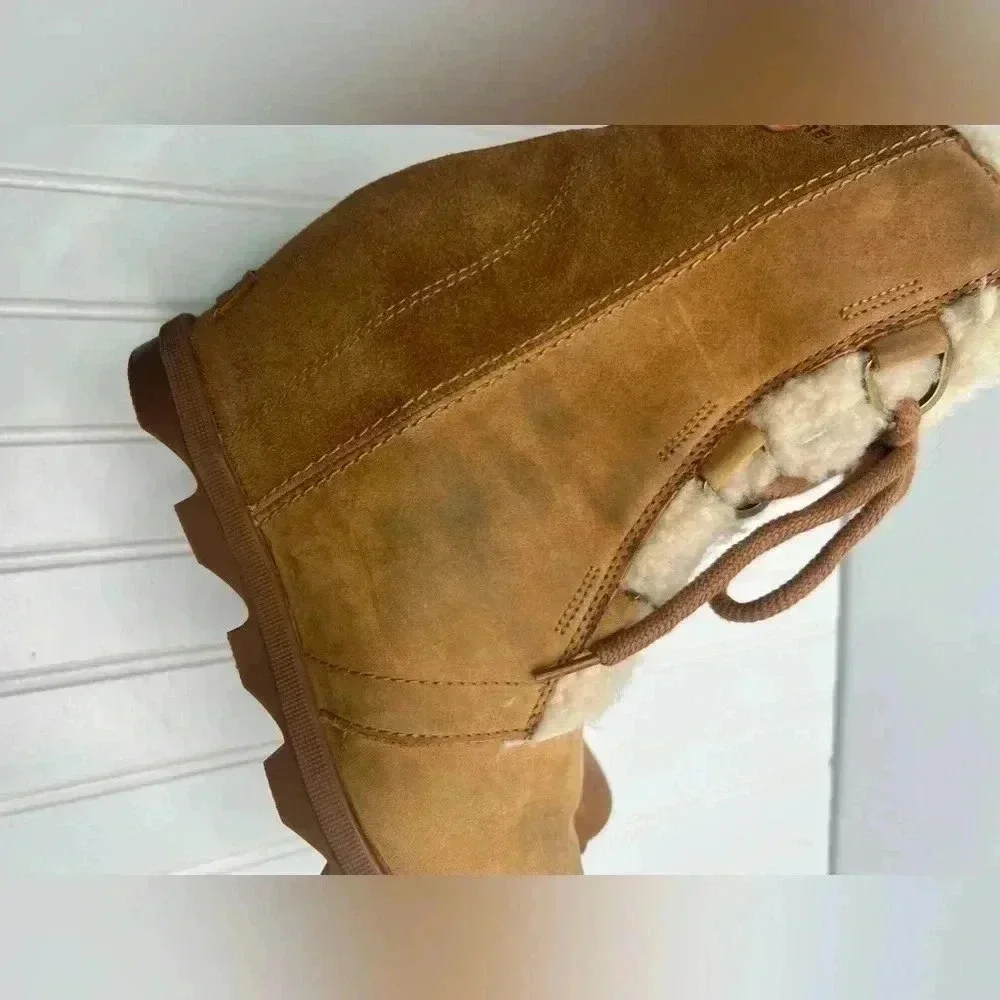 Sorel Women Joan of Arctic‎ Wedge Il Shearling Boot sz 11 Camel